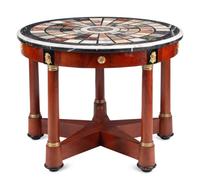 An Empire Style Gilt Bronze Mounted Mahogany and Specimen Marble Center Table