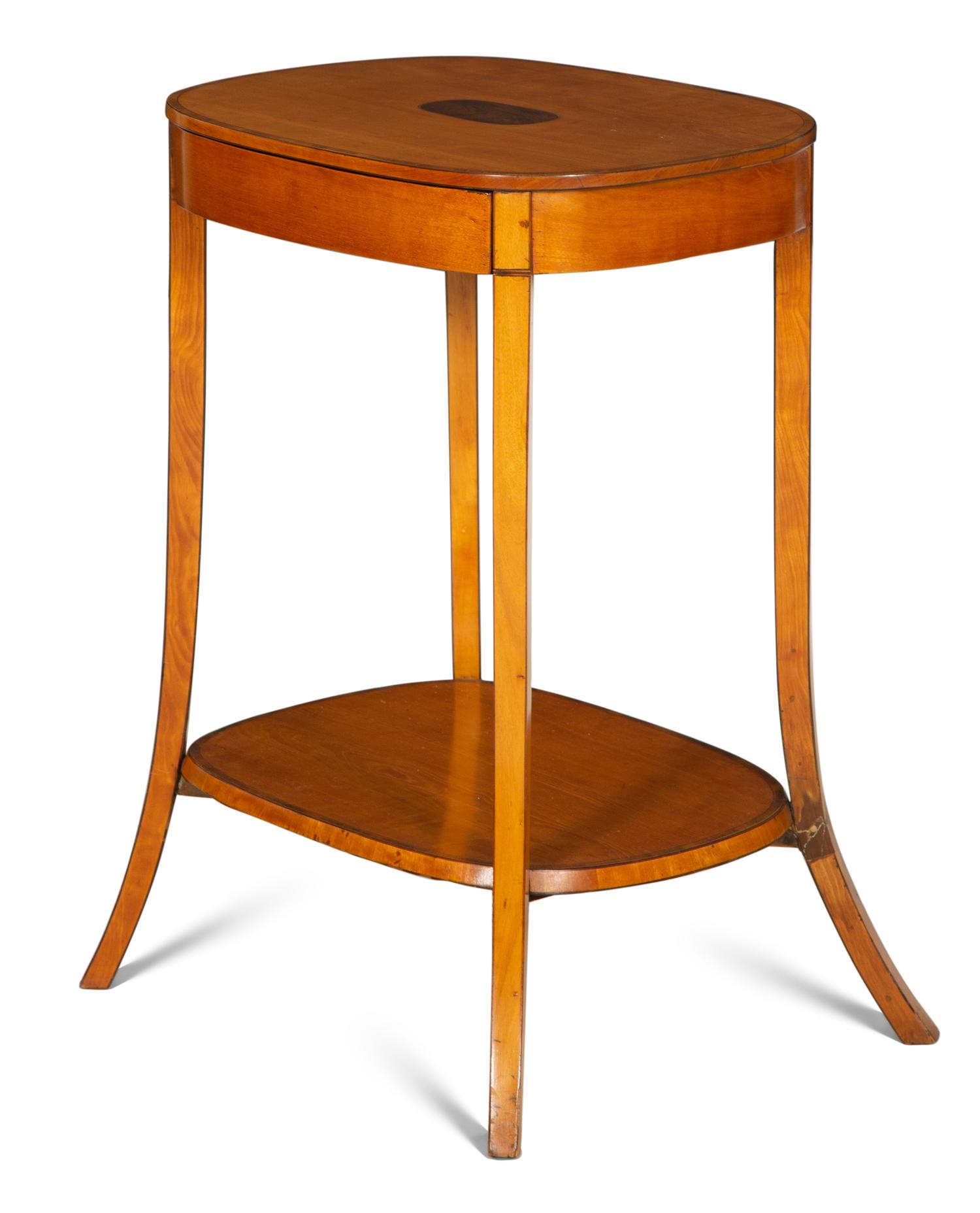 A George III Crossbanded and Inlaid Satinwood Work Table