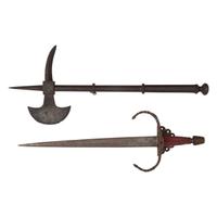 Lot of 2 Ethnographic Edged Weapons: Main Gauche and Tabar Axe