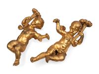 A Pair of Continental Giltwood Cherubs