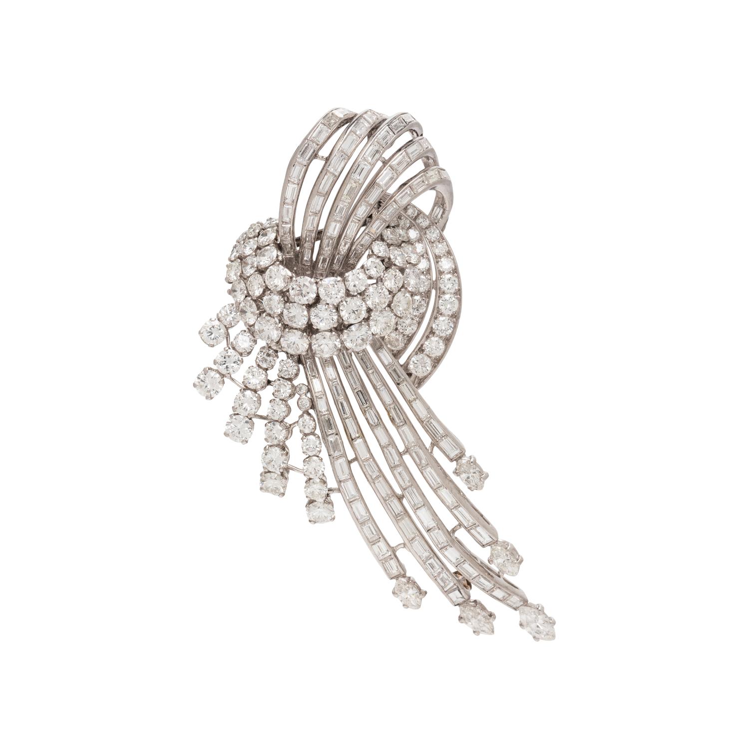 DIAMOND AND PLATINUM SPRAY BROOCH