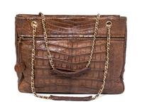 A Chanel Brown Alligator Tote Handbag, 14.5" x 11" x 4".
