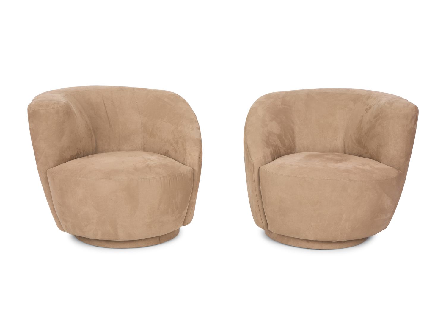 Pair of Nautilus or Cork Screw Swivel Lounge Chairs — LATE 20TH/EARLY 21ST CENTURY