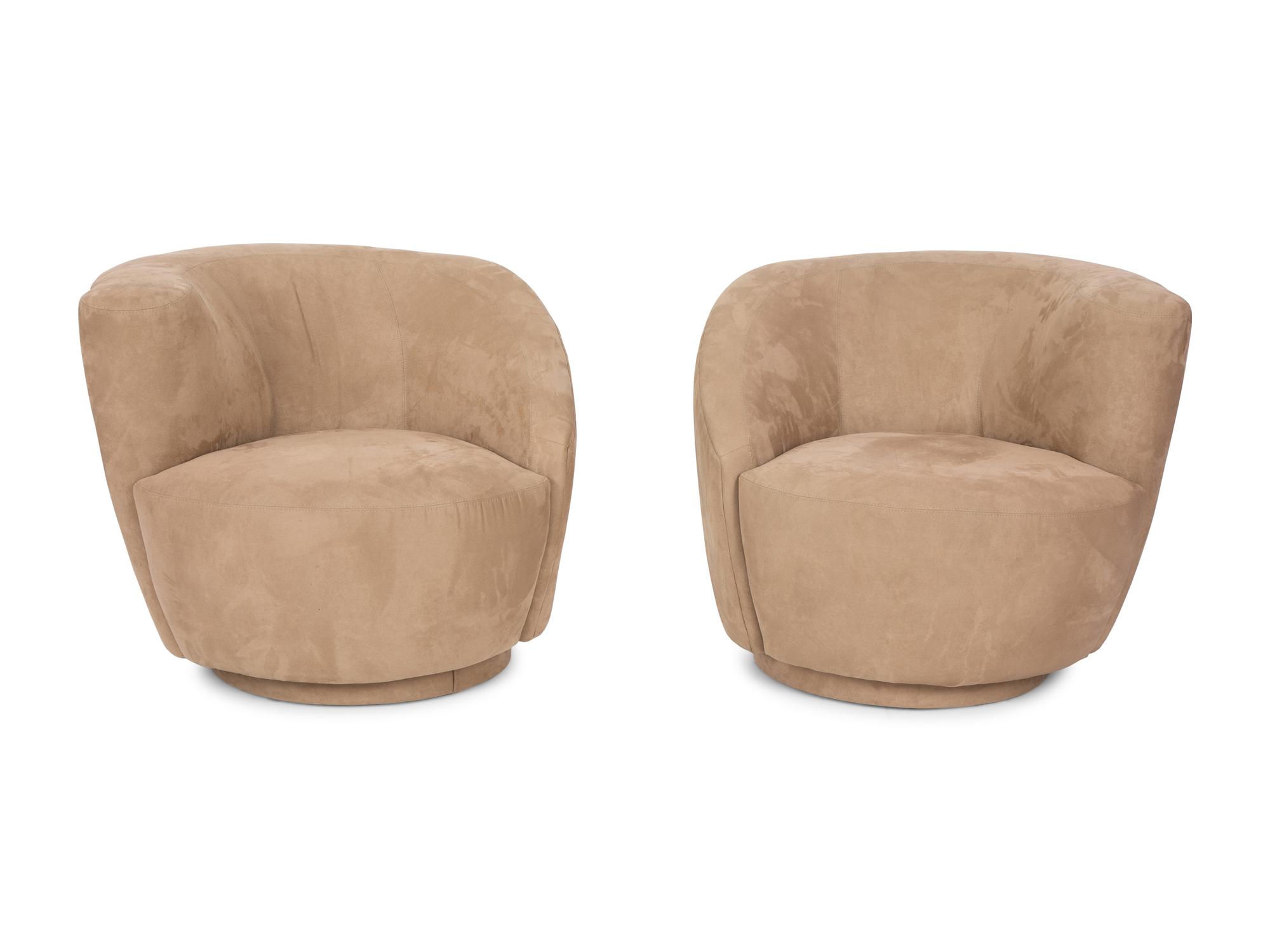 Pair of Nautilus or Cork Screw Swivel Lounge Chairs — LATE 20TH/EARLY 21ST CENTURY