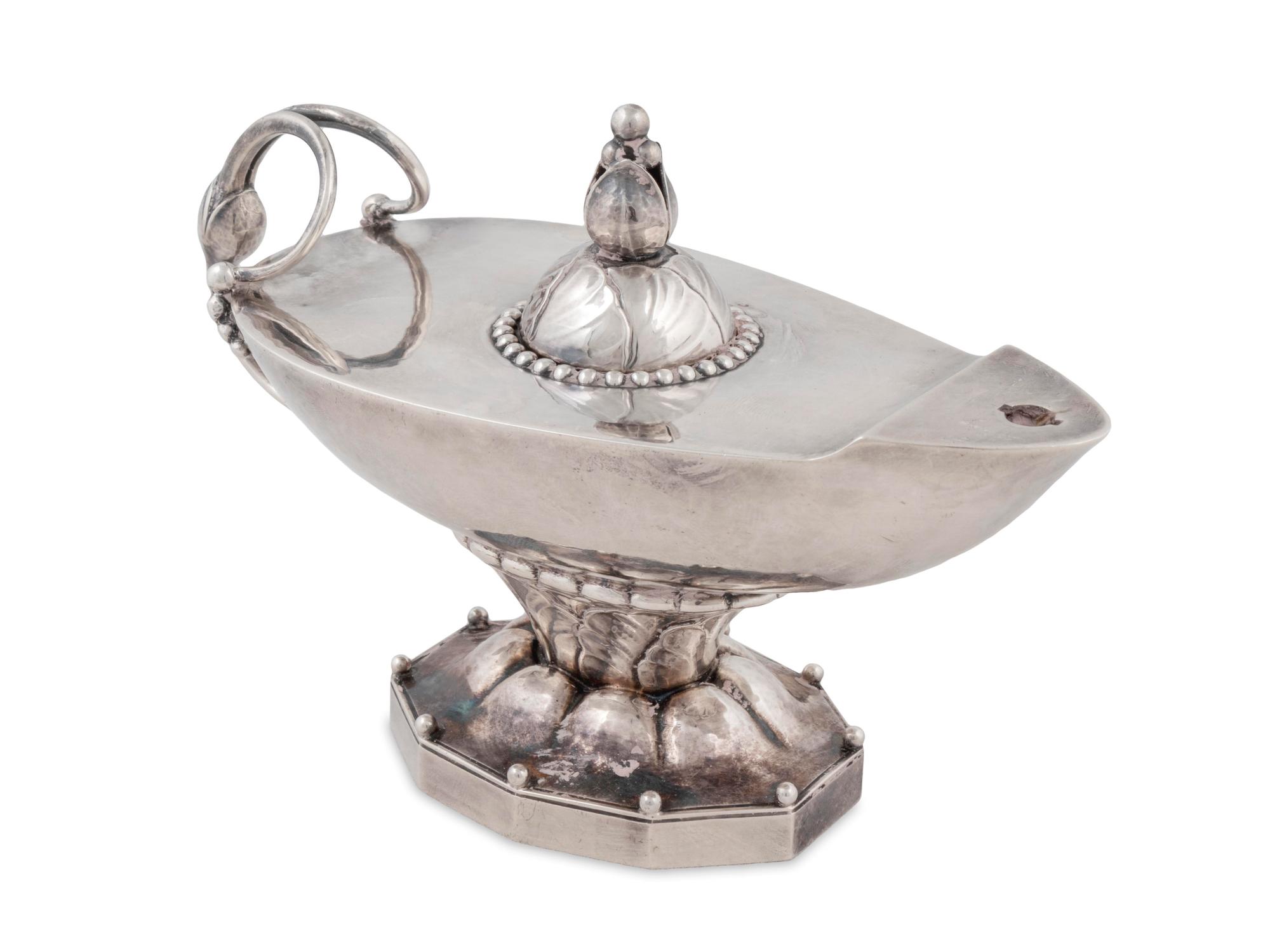 A Danish Silver Art Deco Oil Lamp — Georg Jensen, Denmark, 20th Century
