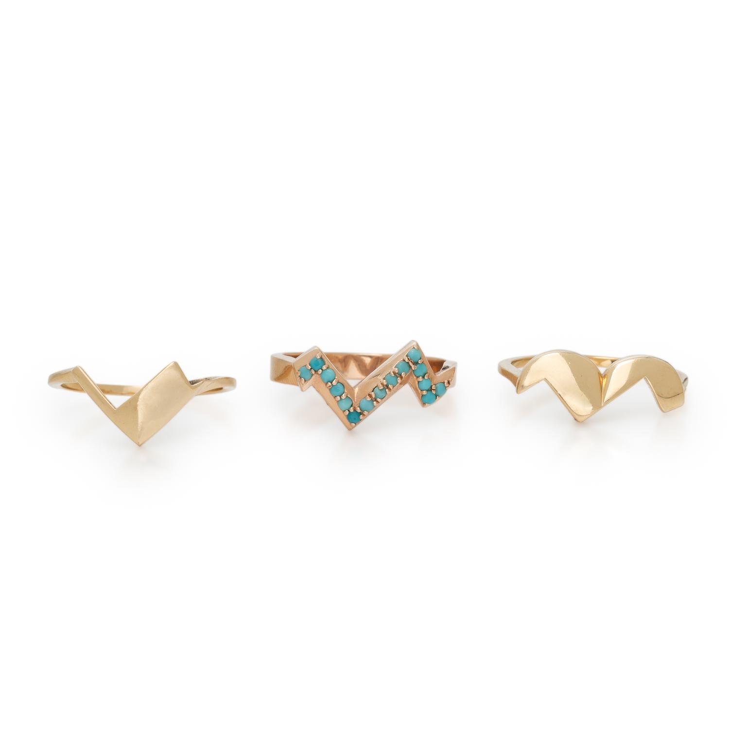 COLLECTION OF THREE YELLOW GOLD STACKING RINGS