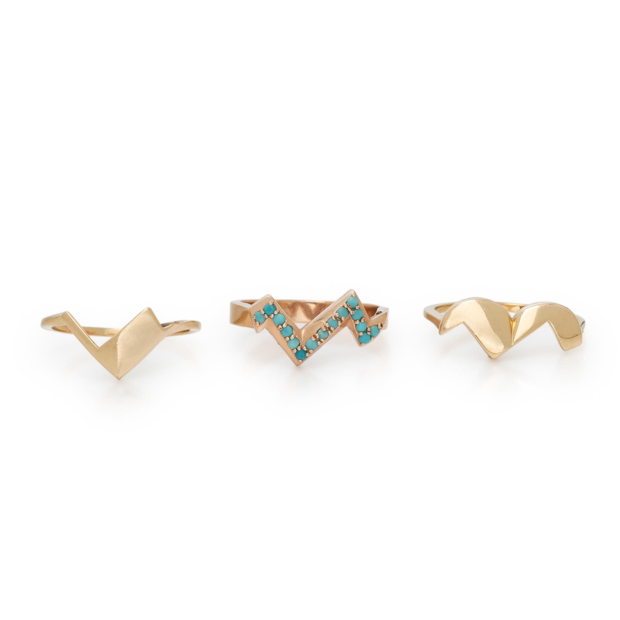 COLLECTION OF THREE YELLOW GOLD STACKING RINGS