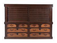 A Japanese Hinoki and Keyaki Wood Tansu Cabinet