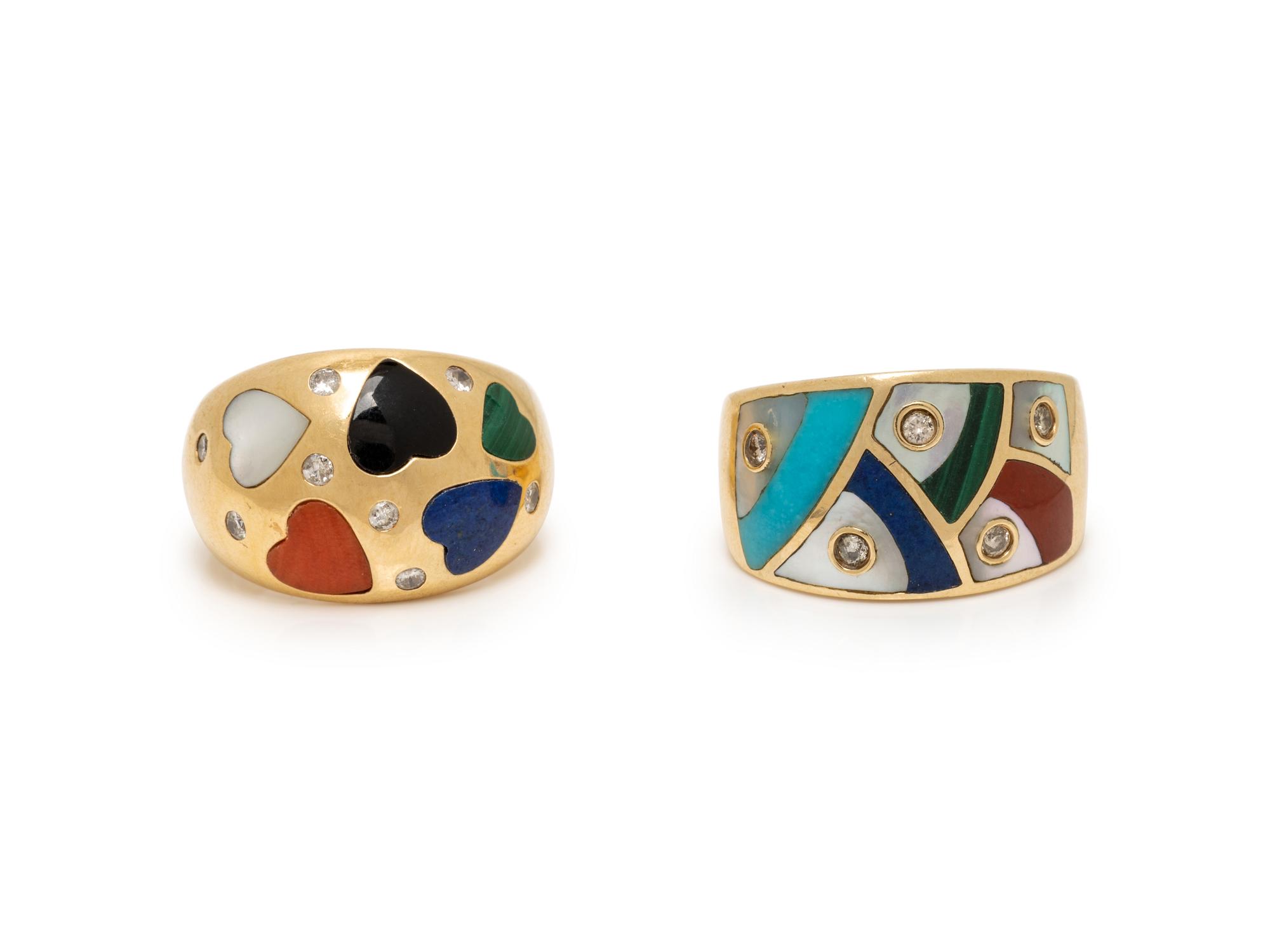 COLLECTION OF YELLOW GOLD AND MULTIGEM RINGS