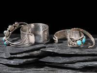 Navajo Silver and Turquoise Cuff Bracelets
