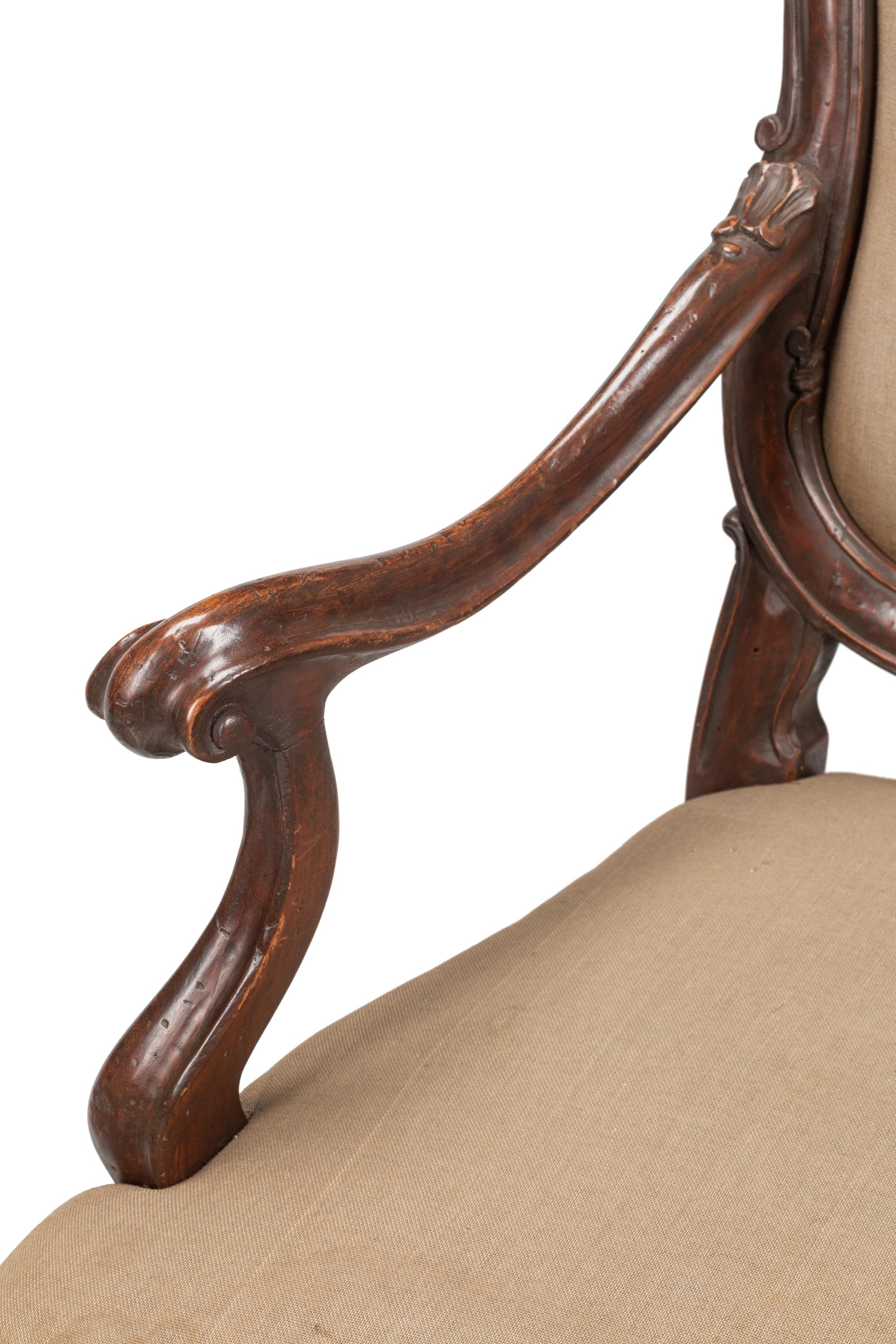 A Pair of Venetian Walnut Armchairs