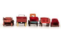 Five Tin and Pressed Steel Toy Trucks