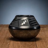 Blackware Pottery Bowl, with Gunmetal Finish
