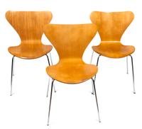 Six Arne Jacobsen Modern Dining Chairs Height 30 inches. — FRITZ HANSEN CIRCA 1955