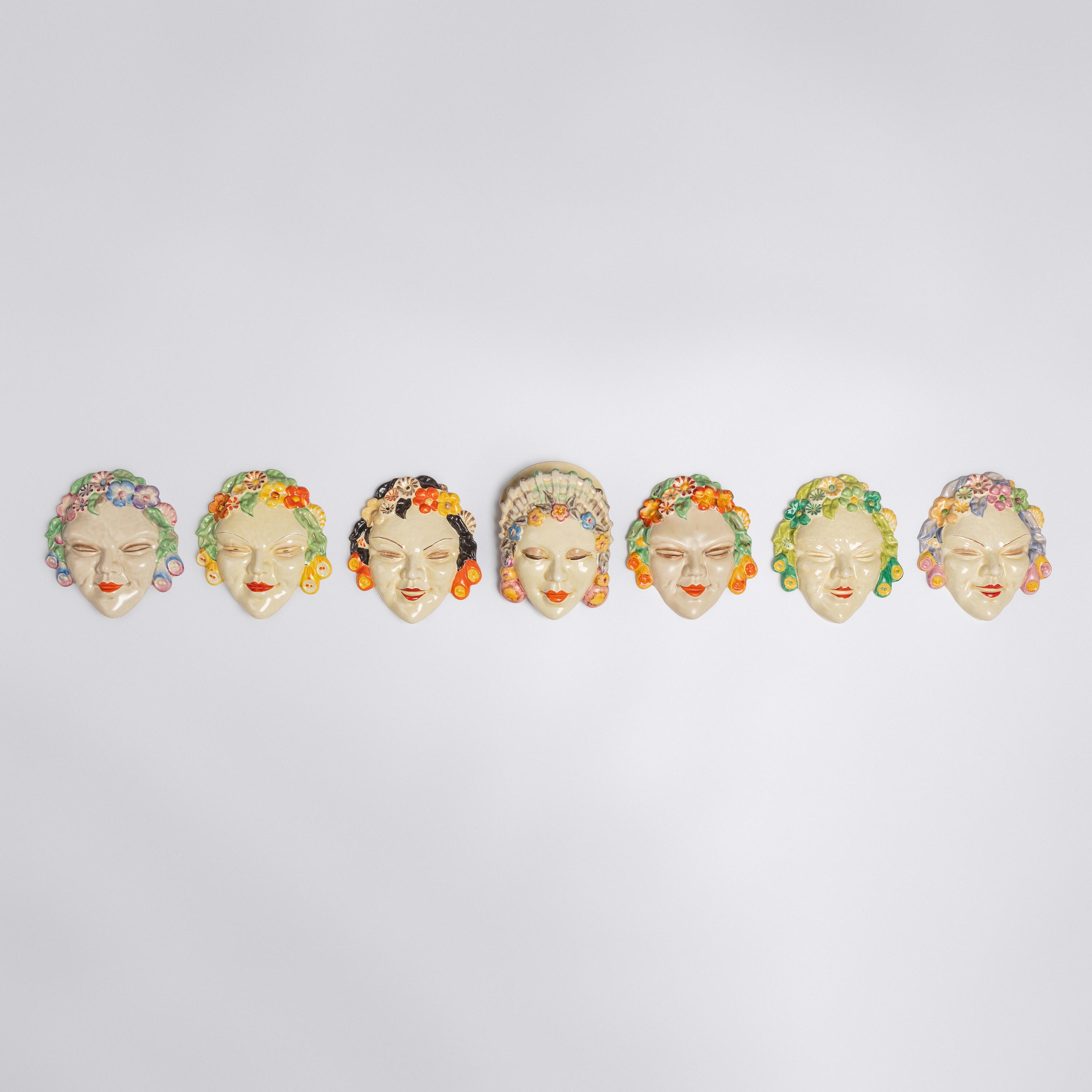 Clarice Cliff (English, 1899–1972) — Collection of Seven Masks