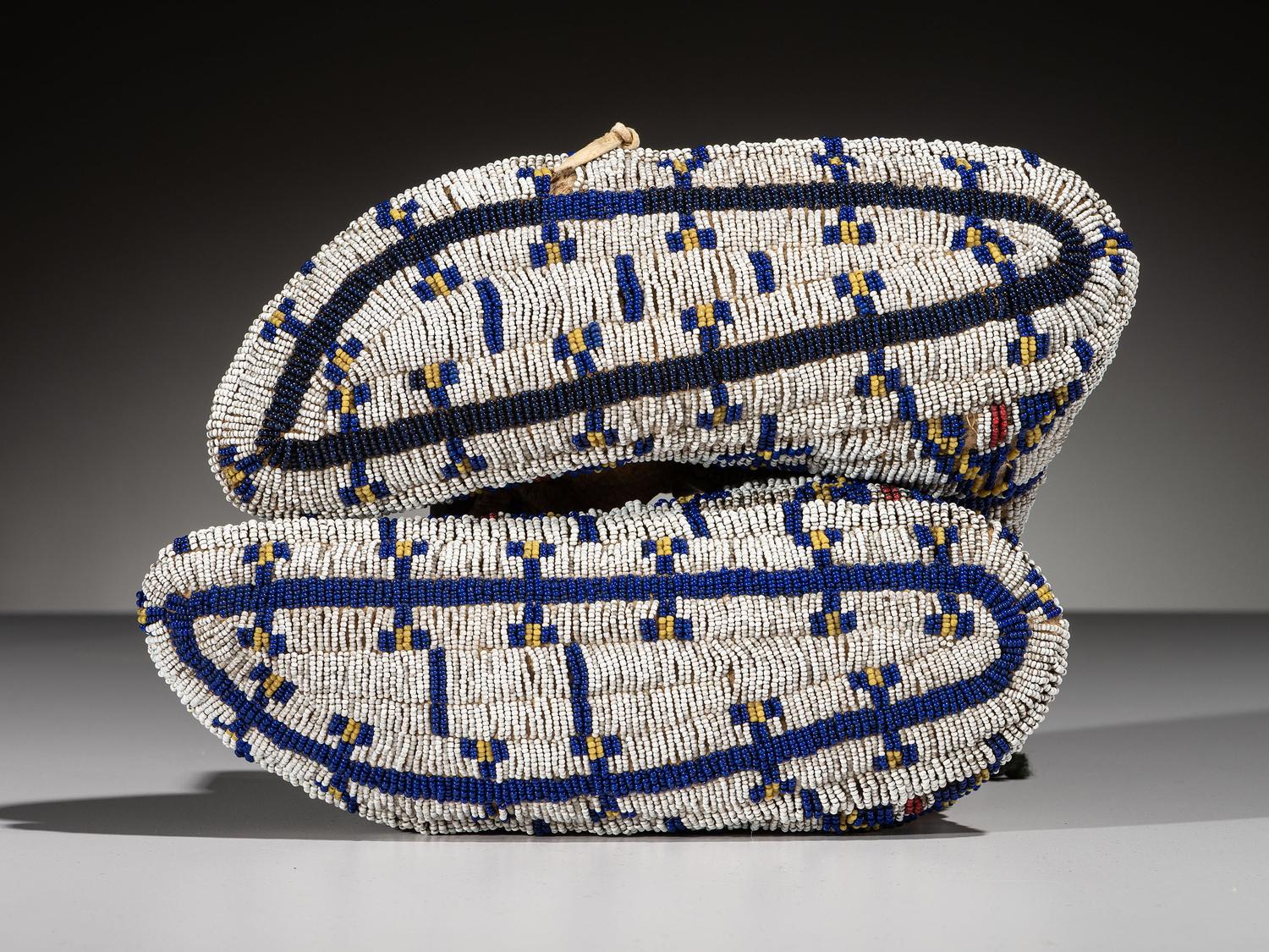 Sioux Fully Beaded Hide Moccasins