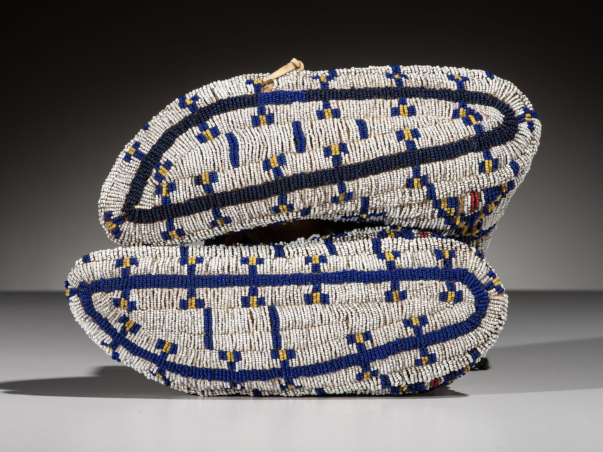 Sioux Fully Beaded Hide Moccasins