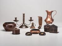 Arts & Crafts Early 20th Century hammered metalware eleven…