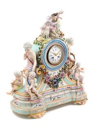 A German Porcelain Mantel Clock