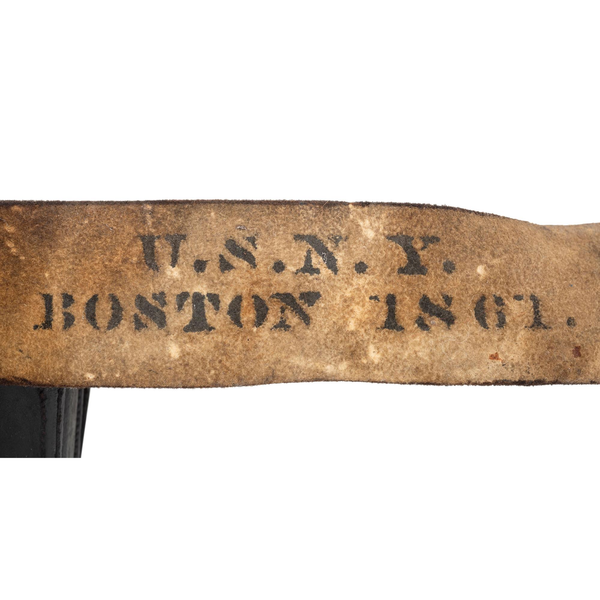 Civil War Era Boston Navy Yard Marked Enlisted Navy Belt & Accoutrement Rig
