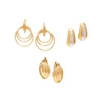 Three Pairs of Yellow Gold Earrings