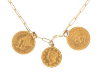 YELLOW GOLD COIN CHARM NECKLACE