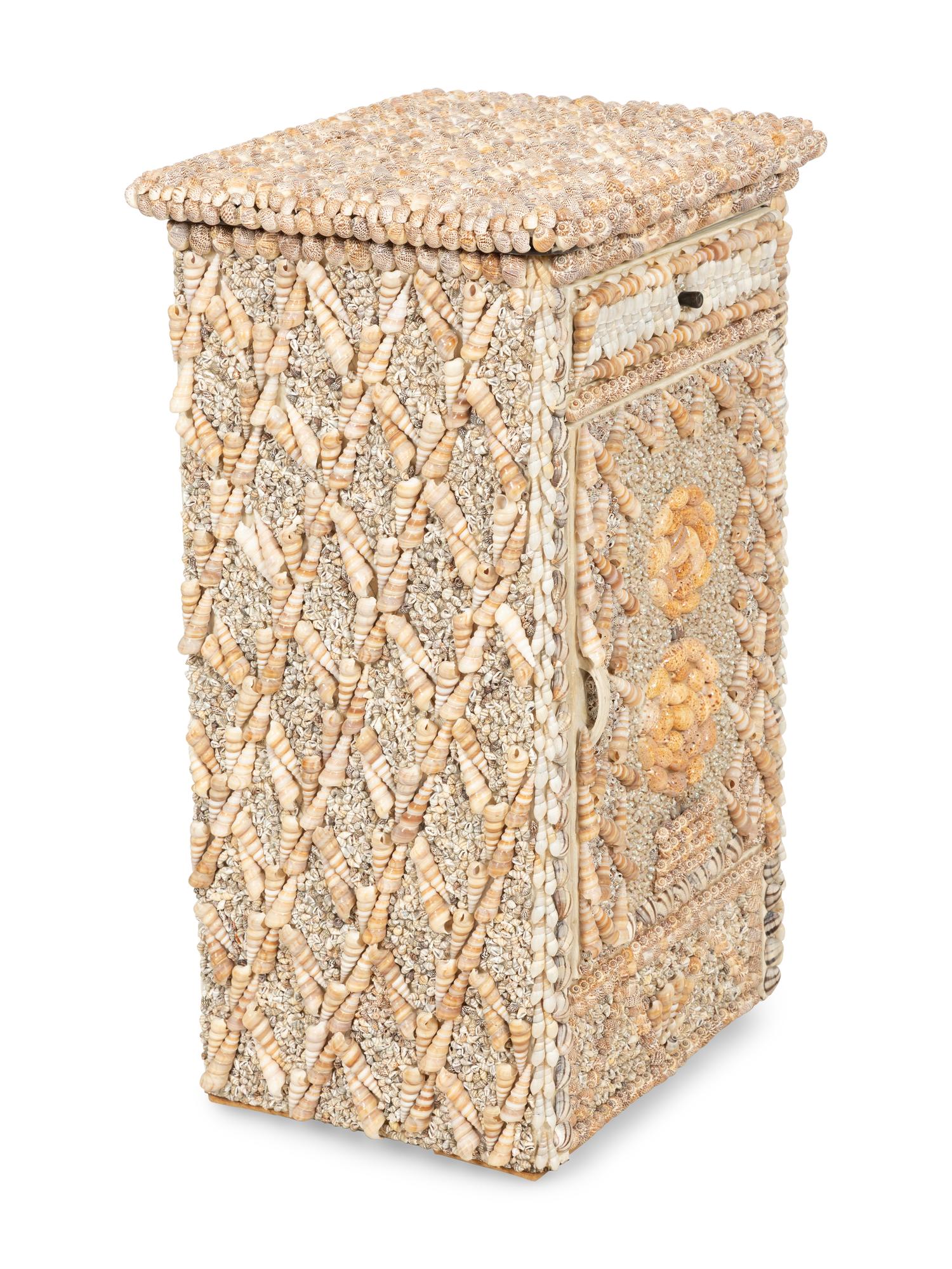 A Shell Encrusted Metal Side Cabinet