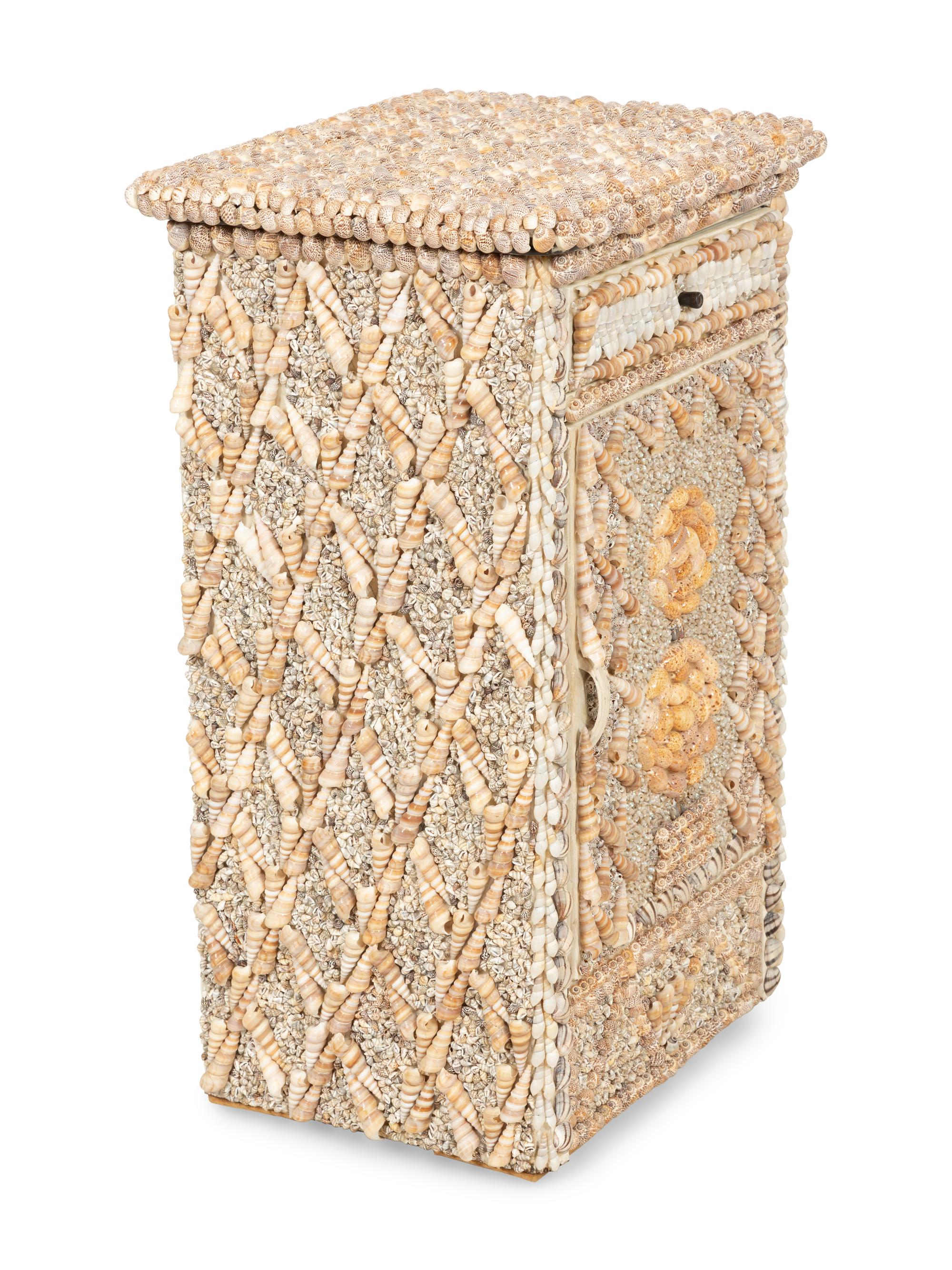 A Shell Encrusted Metal Side Cabinet