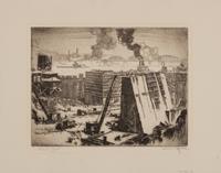 A group of four American prints (Otto Kuhler, No 7 Sp ; Armin Landeck, Excavation Site Manhattan ; Betty Waldo Parish, City Landscape; Bernard Gutmann , Fairy Tower NYC Downtown )