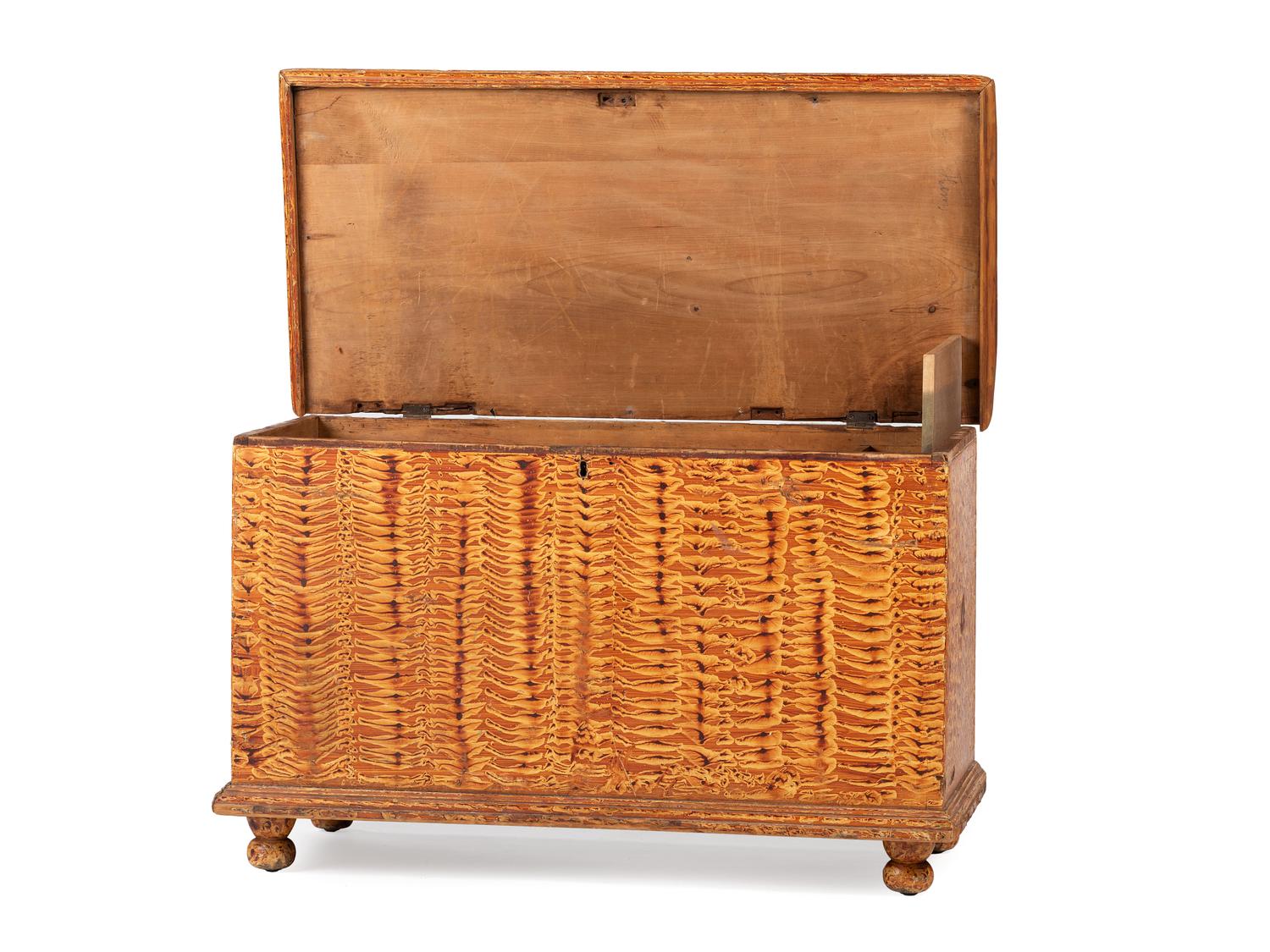 A Country Grain Painted Yellow Poplar Blanket Chest