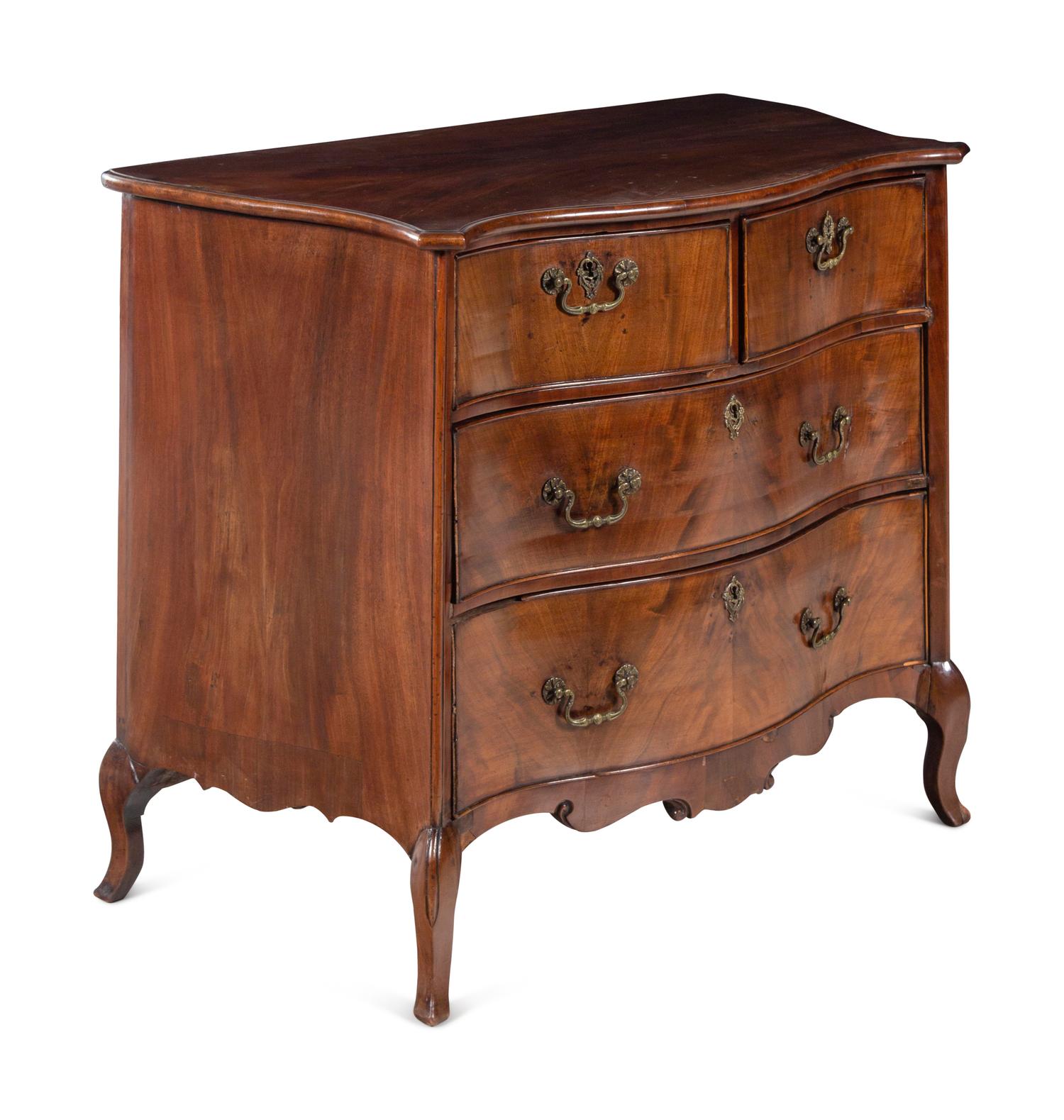 A Dutch Mahogany Serpentine Commode