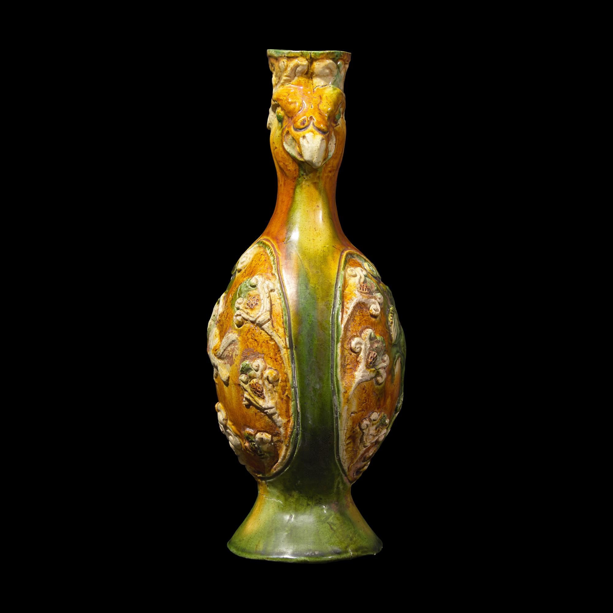 A Chinese Tang -Style Sancai Glazed Phoenix-Head Ewer 三彩鳳首壺