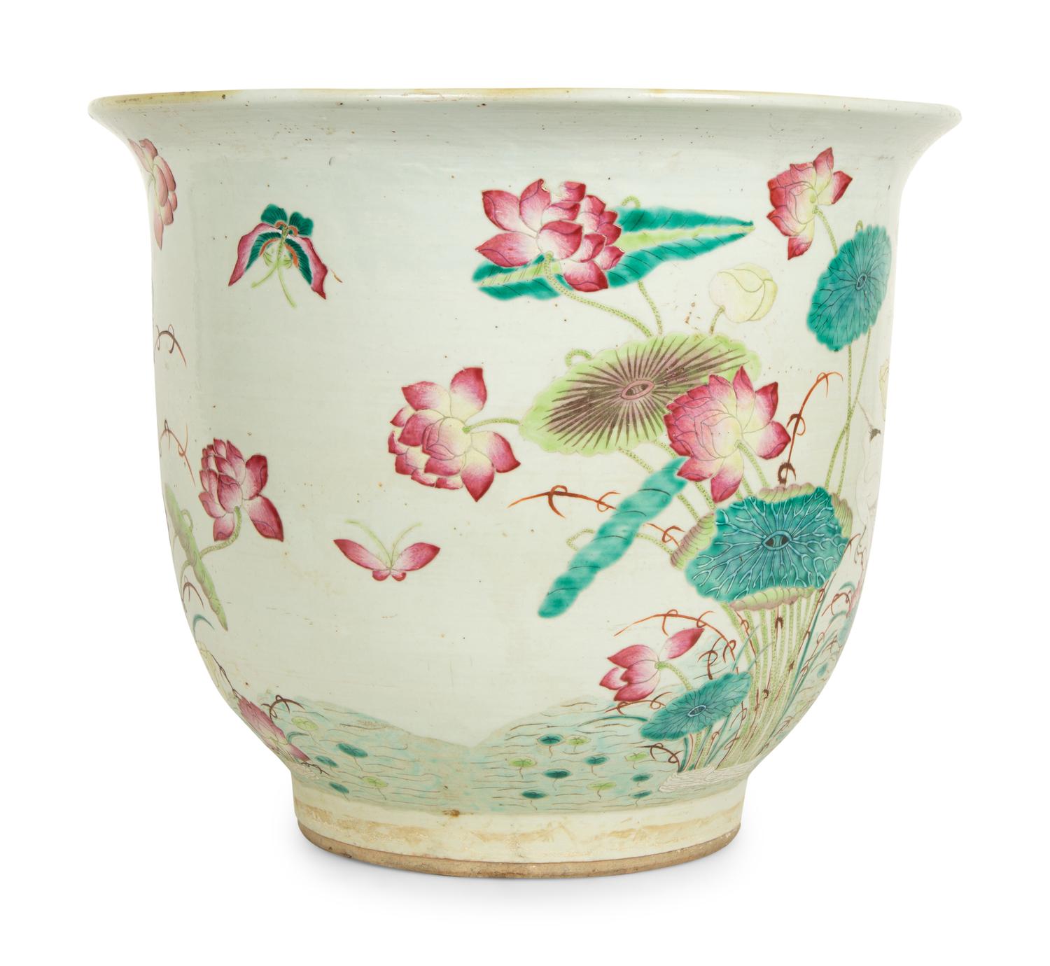 A Chinese Export Enameled Porcelain Jardiniere — 20TH CENTURY