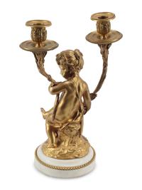 A Pair of French Gilt Bronze Two-Light Figural Candelabra