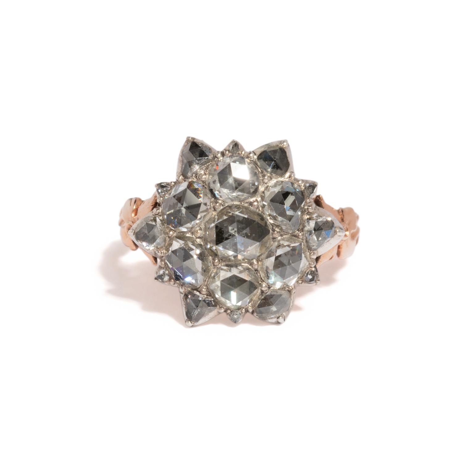 GEORGIAN, DIAMOND CLUSTER RING