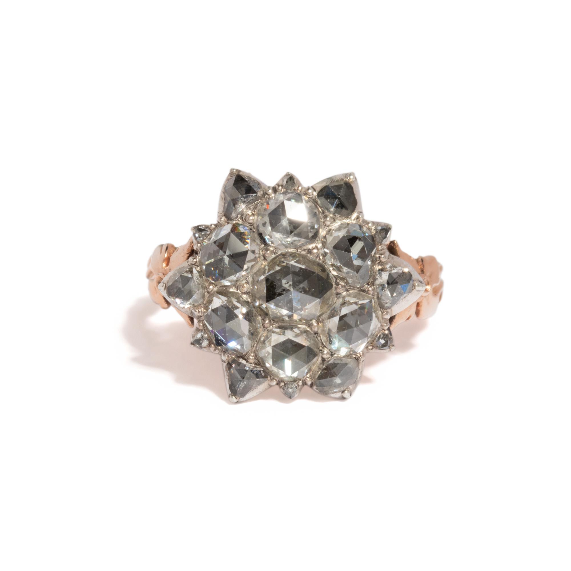GEORGIAN, DIAMOND CLUSTER RING