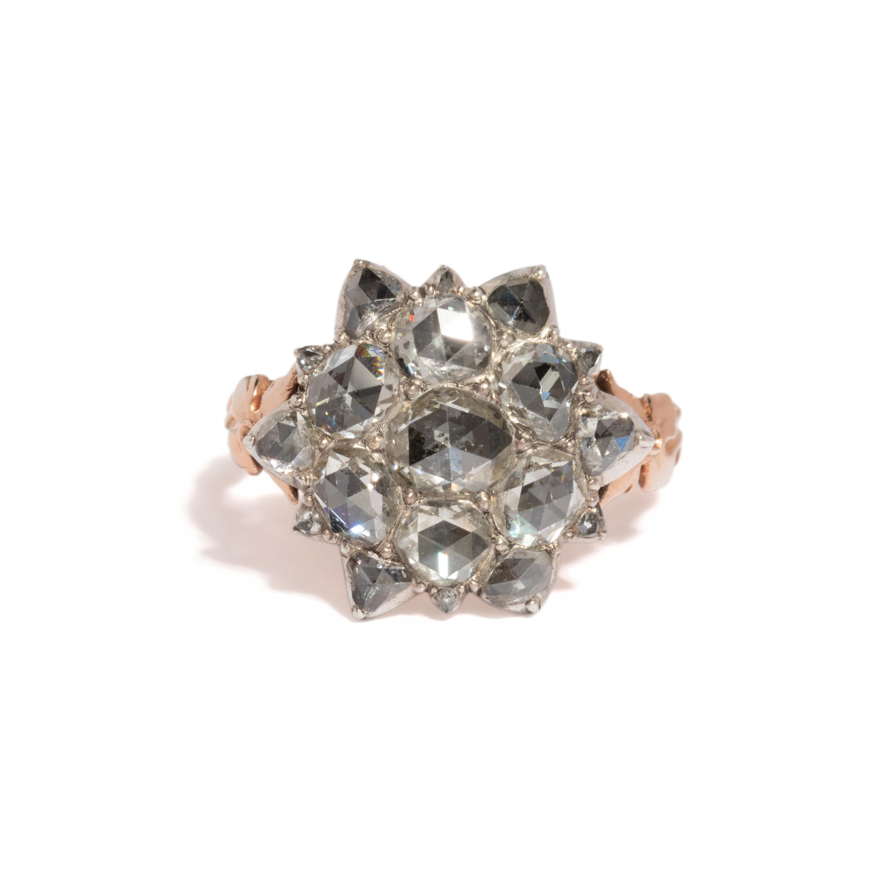 GEORGIAN, DIAMOND CLUSTER RING