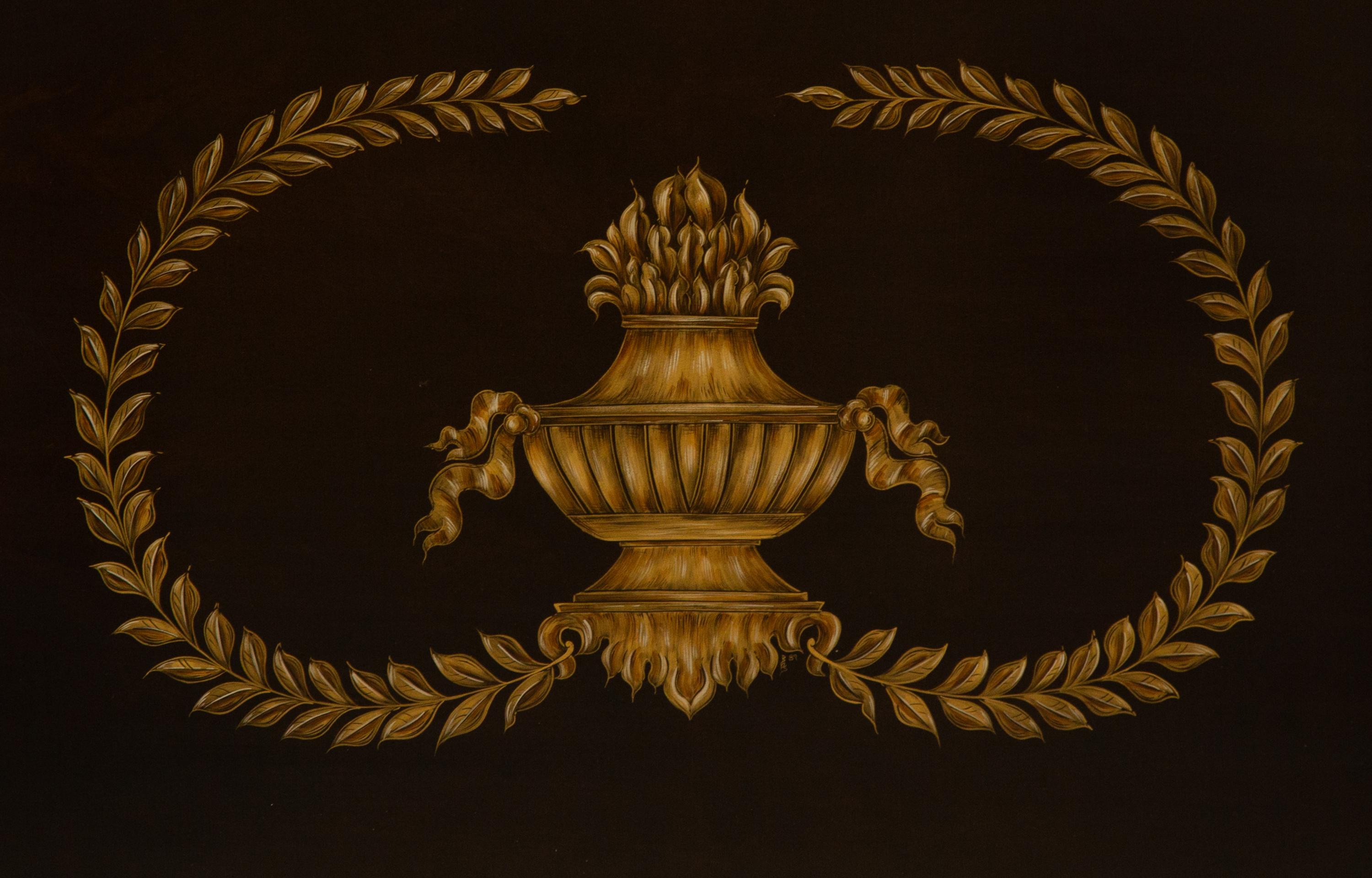 A Regency Style Ebonized and Gilt Four-Poster Bed