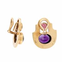 Gabriel Ofiesh, Amethyst, Pink Tourmaline, and Yellow Gold Earrings
