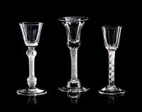 A Collection of Nine English Air Twist Wine and Ale Glasses