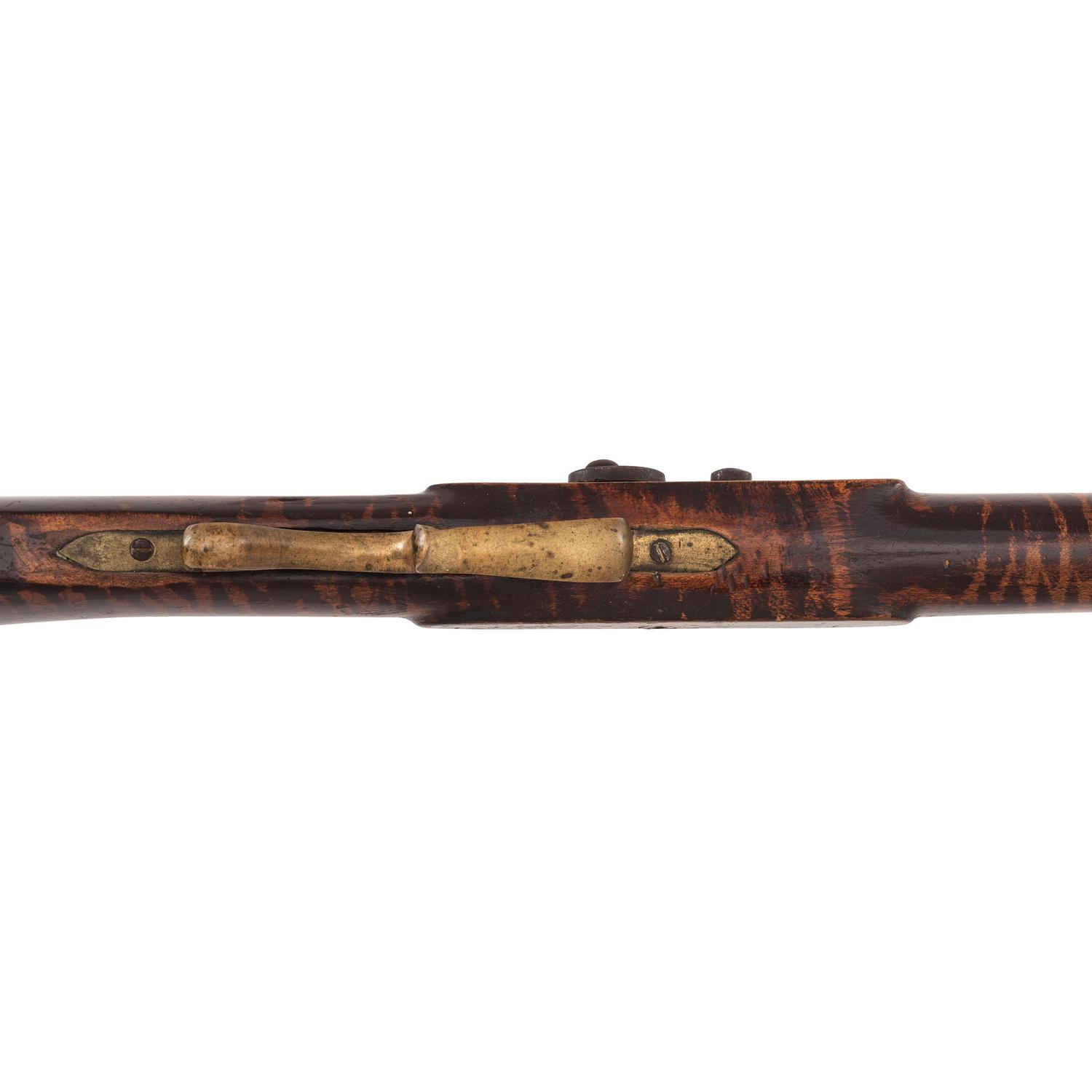 Percussion Plains Rifle with Brass Lock Marked Golcher & Butler Attributed to Tryon