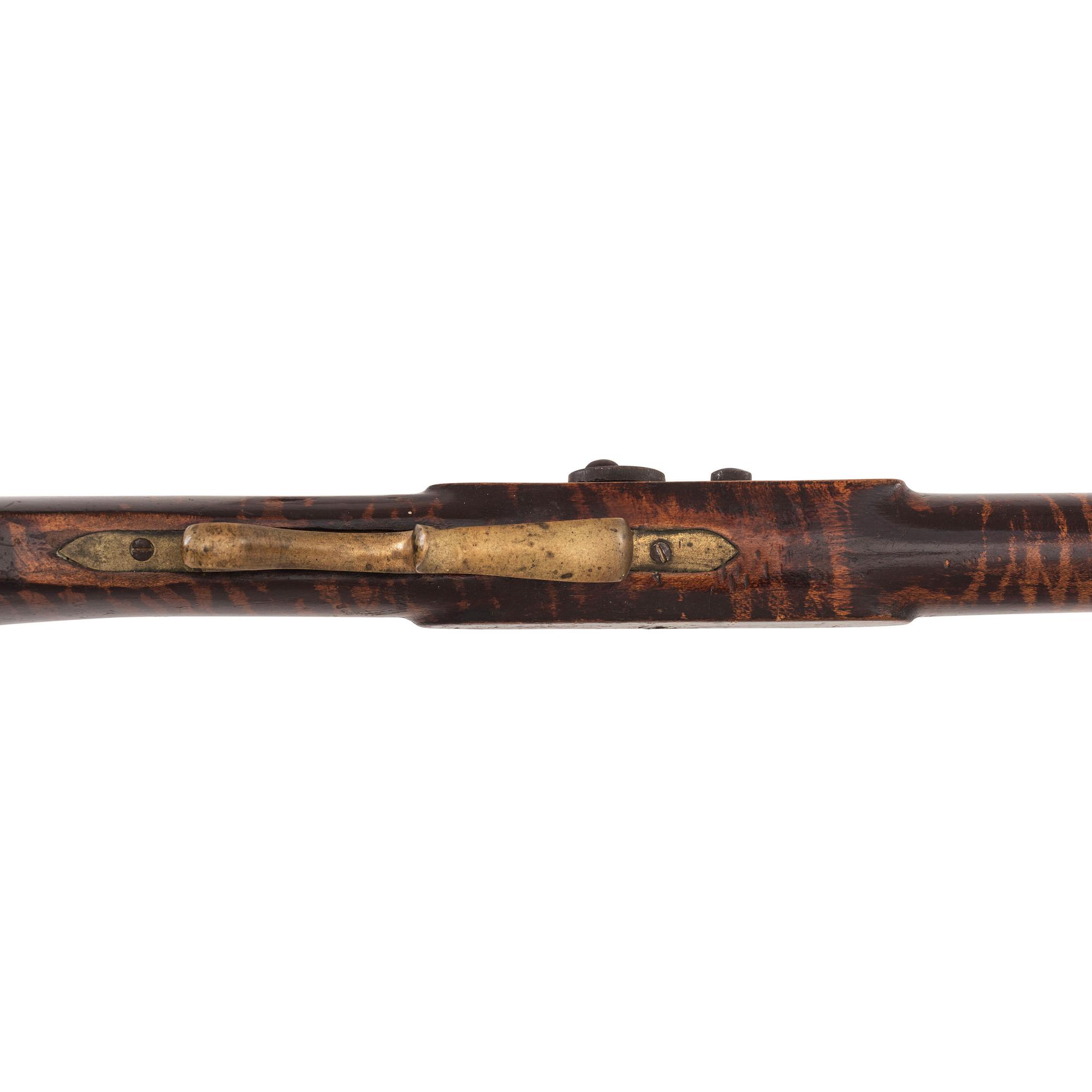 Percussion Plains Rifle with Brass Lock Marked Golcher & Butler Attributed to Tryon
