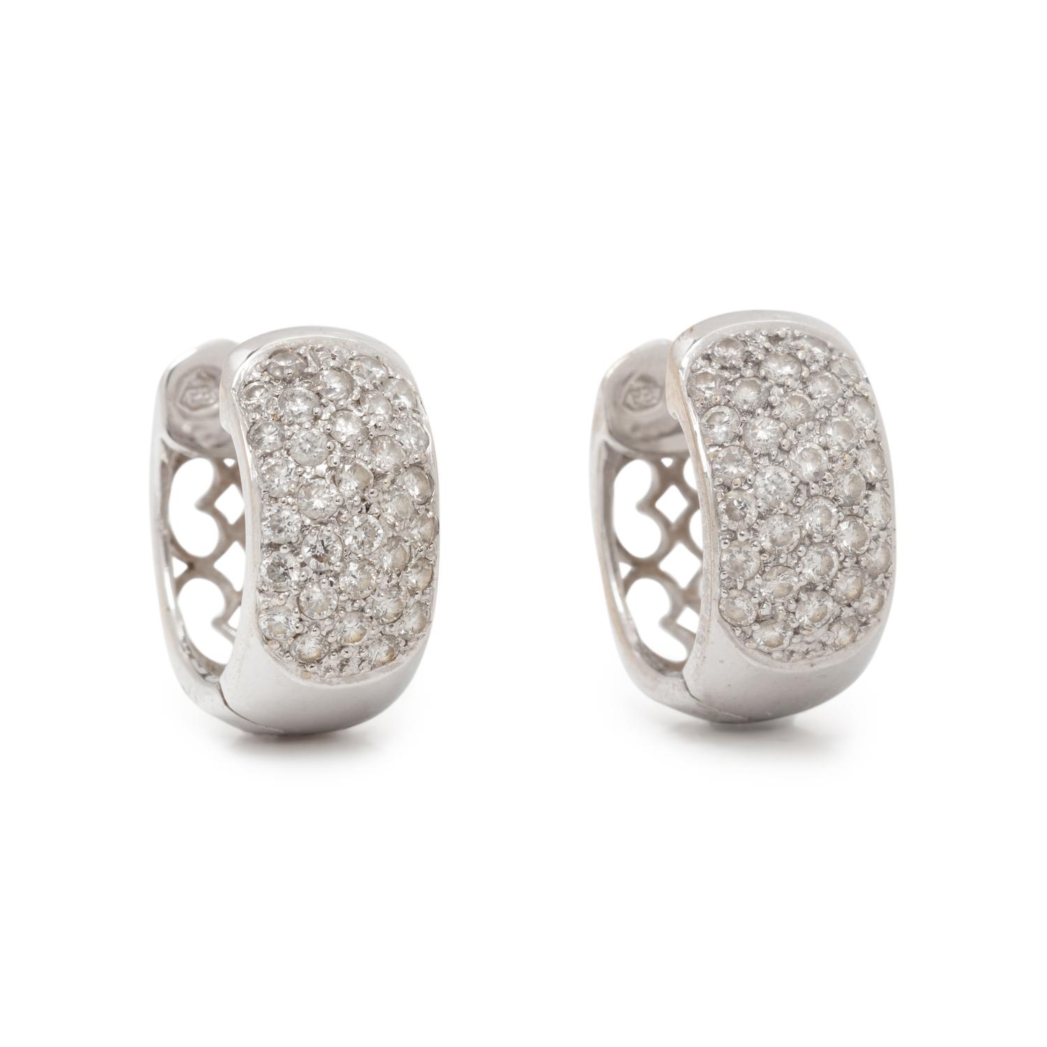WHITE GOLD AND DIAMOND HUGGIE EARRINGS