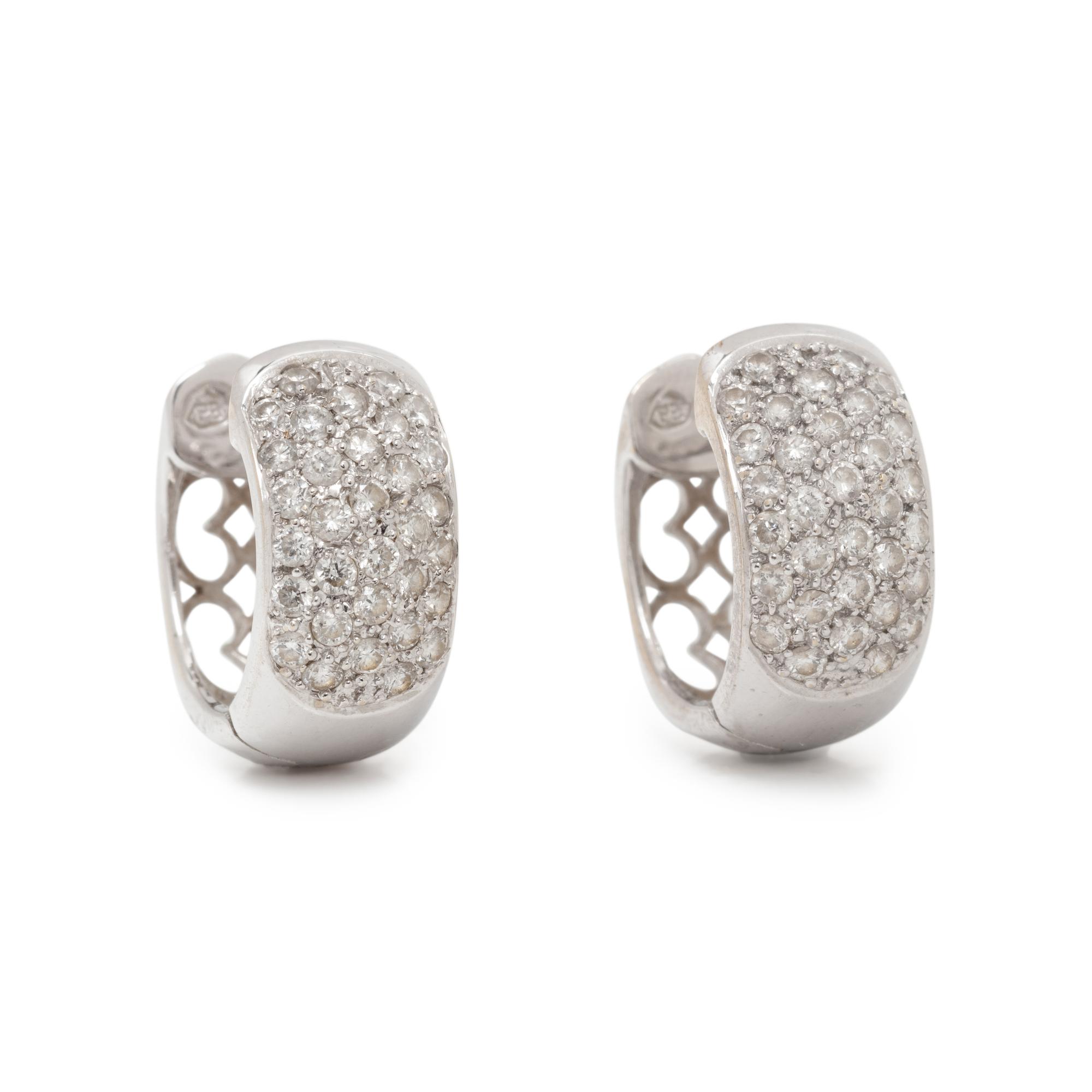 WHITE GOLD AND DIAMOND HUGGIE EARRINGS