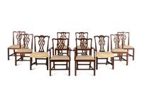 An Assembled Set of Ten George III Mahogany Style Dining Chairs