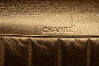 Chanel Chocolate Bar Shoulder Bag in Gold Lambskin