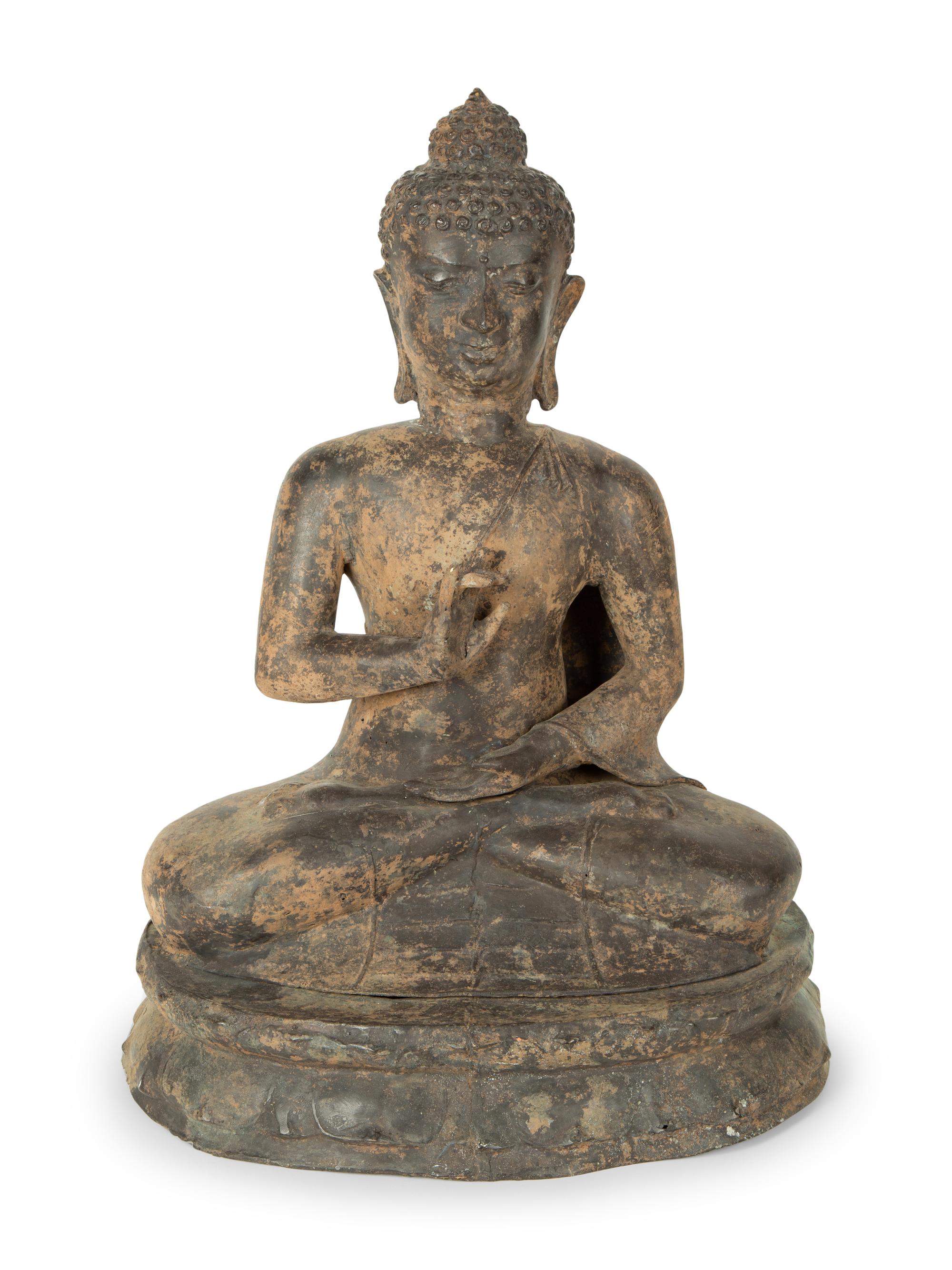 A Patinated Bronze Seated Buddha