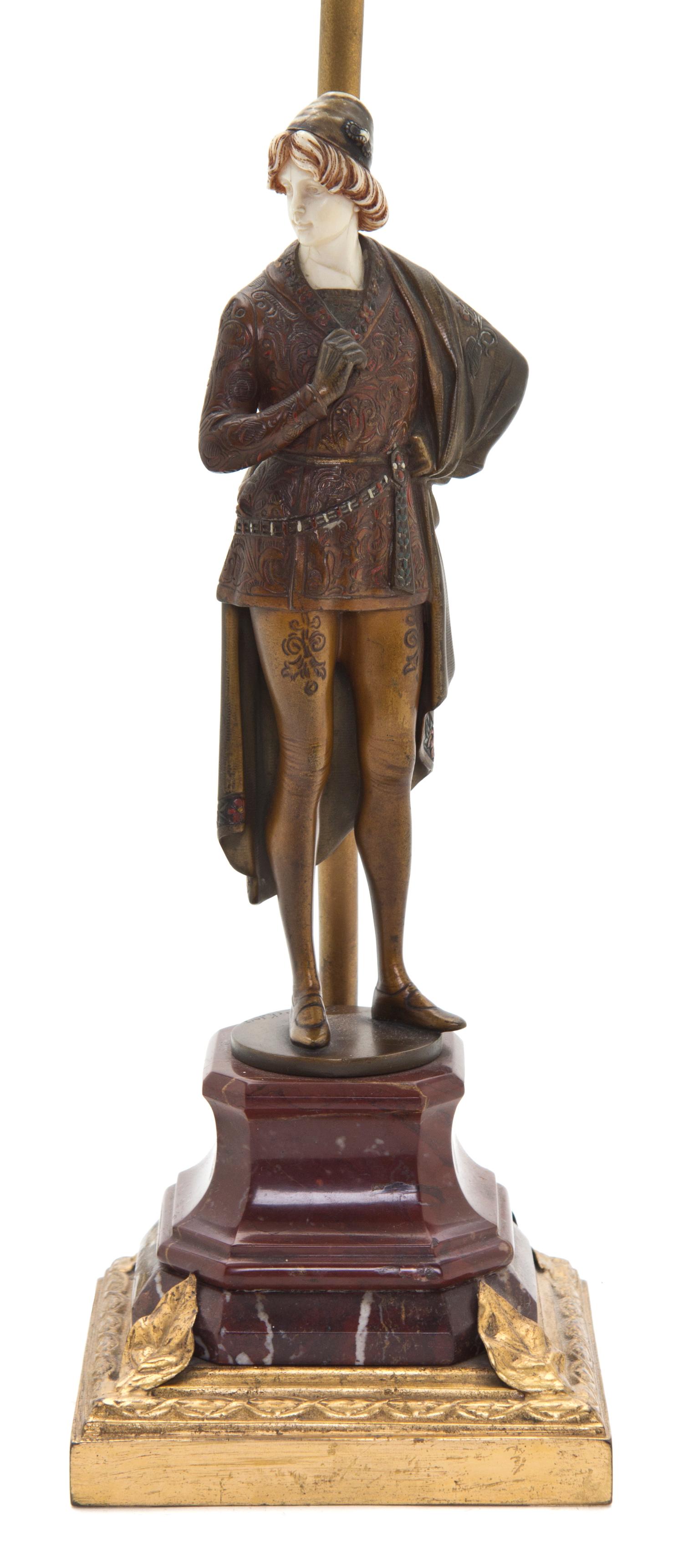 A German Bronze and Ivory Figure, Hans Keck (active 1900-1922), Height 8 3/4 inches.