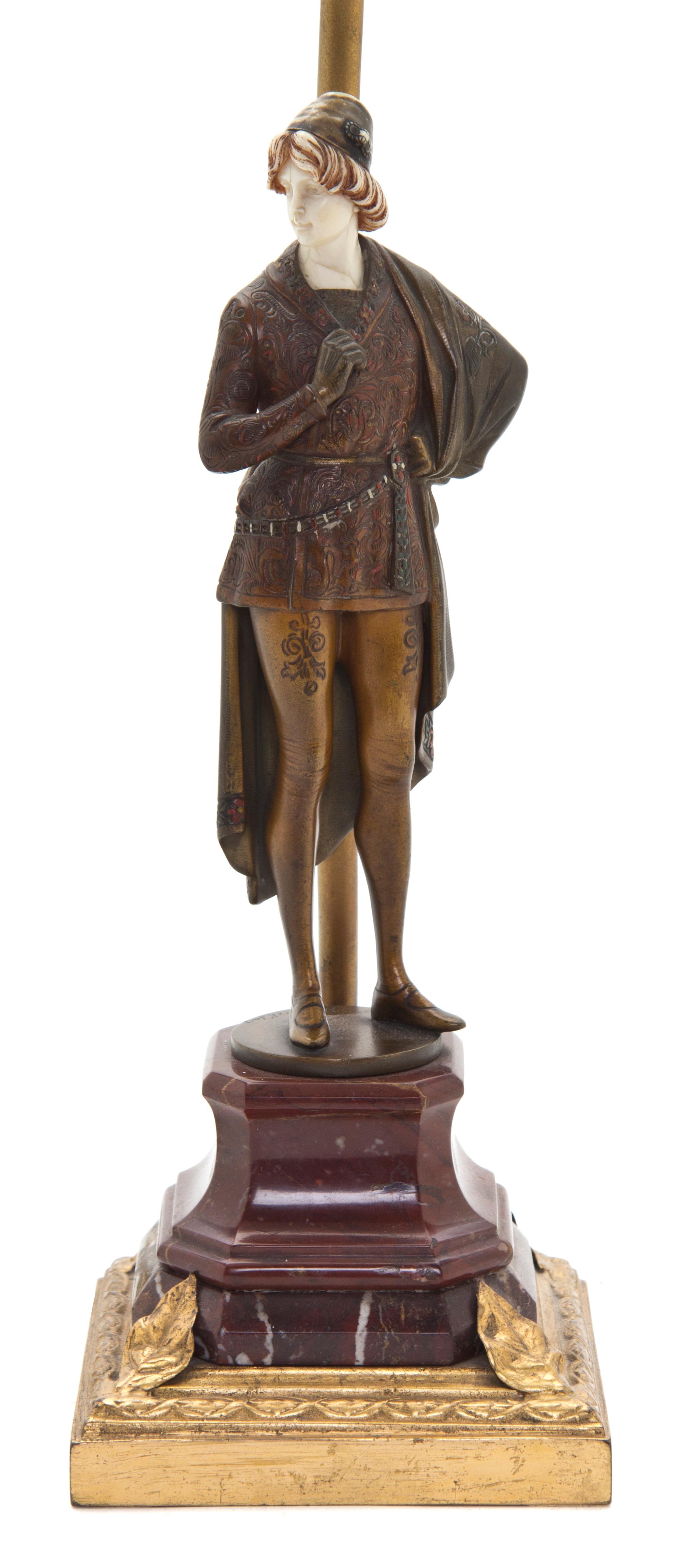 A German Bronze and Ivory Figure, Hans Keck (active 1900-1922), Height 8 3/4 inches.
