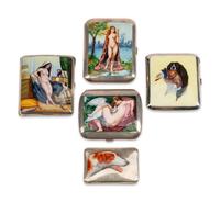 Five Silver and Enamel Cigarette Cases — LATE 19TH/EARLY 20TH CENTURY